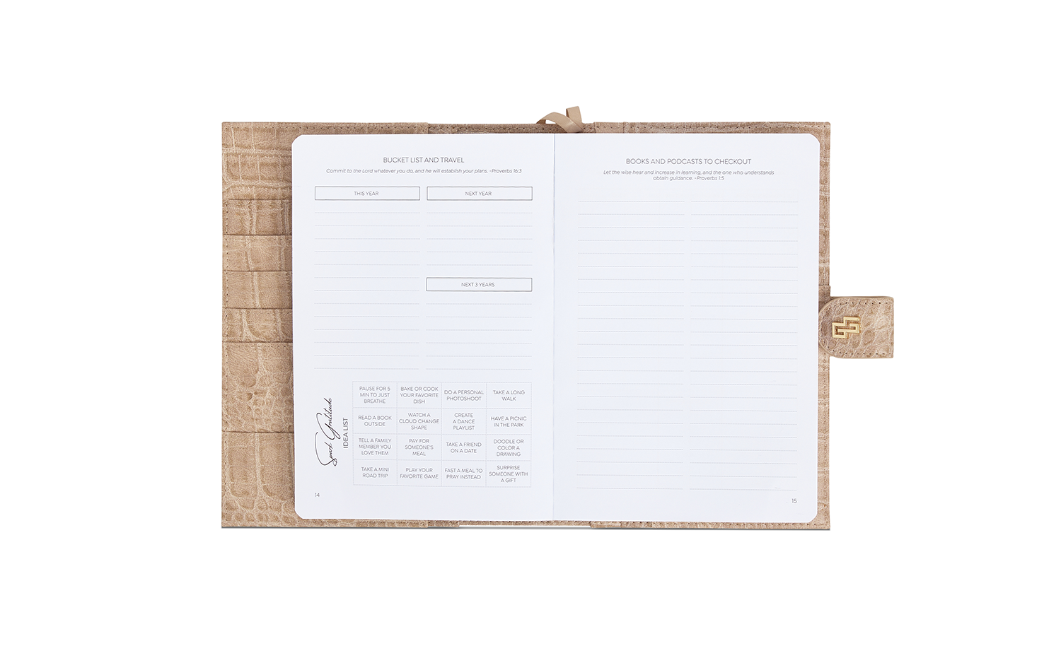 Beige Croco Planner and Purse Set - Chic Faith Bundle - Christian Daily Planner