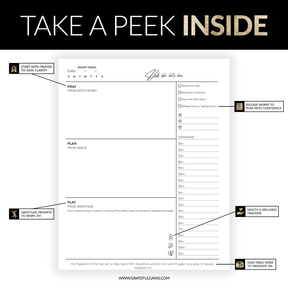 Black Croco Prayer & Gratitude Journal  -Faith Gift Set - Christian Daily Planner