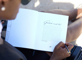 Black Linen Planner with Matching Beach Tote - Christian Gift Bundle - Good News Gratitude
