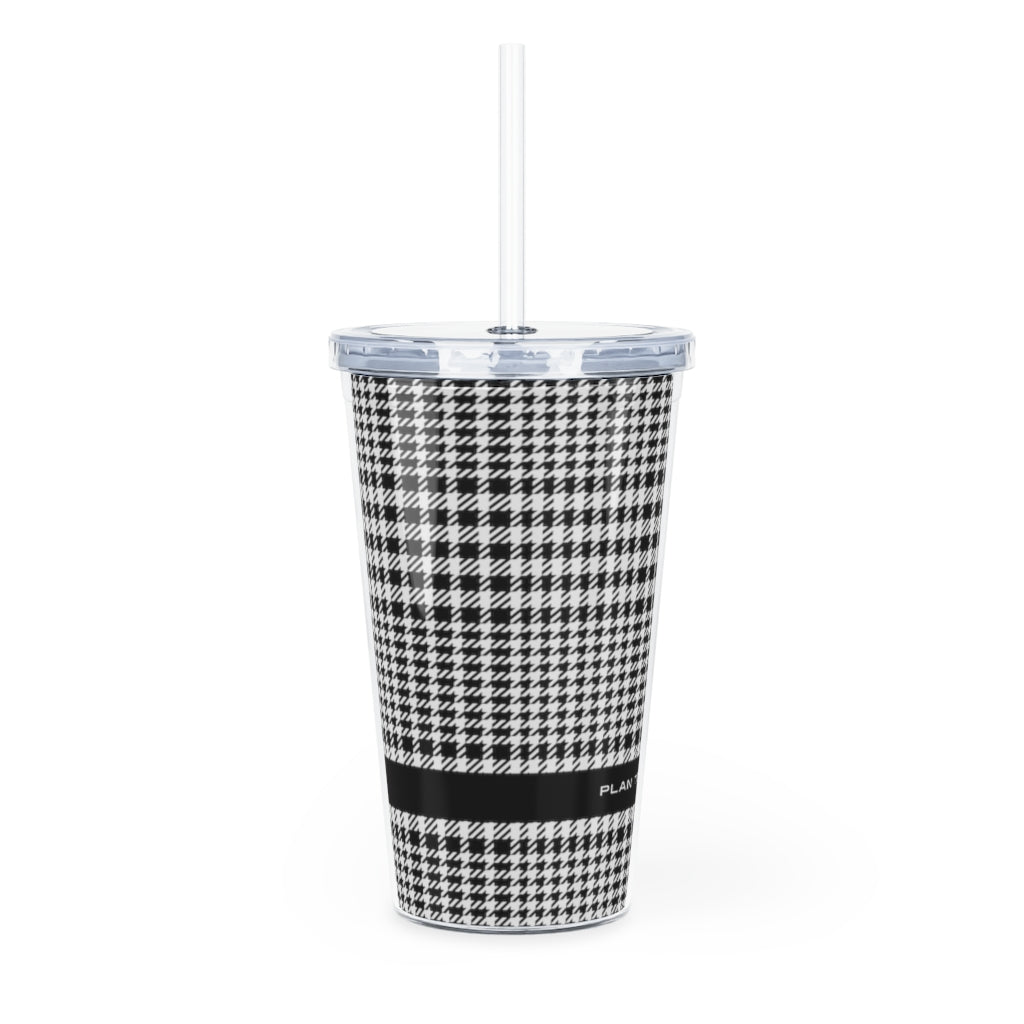 Houndstooth Plastic Tumbler with Straw