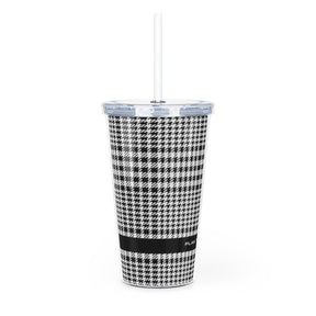 Houndstooth Plastic Tumbler with Straw