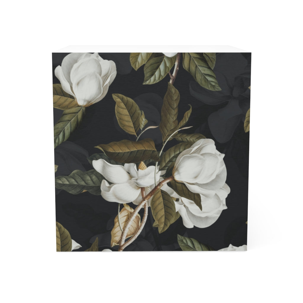 Flourish Sticky Note Cube - Dark | Mini Floral Notepad | Magnolia Memos