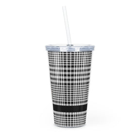 Houndstooth Plastic Tumbler with Straw
